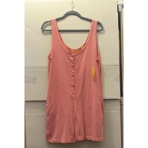 Vintage 80s Dashers Small Tank-Style Shorts Romper Pink Kaufman's NWT 2659